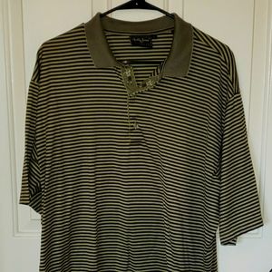 Men's Bobby Jones polo golf shirt sz XL navy and yellow stripes